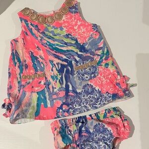 Lily Pulitzer Colorful Sleeveless Baby Dress with Bloomers